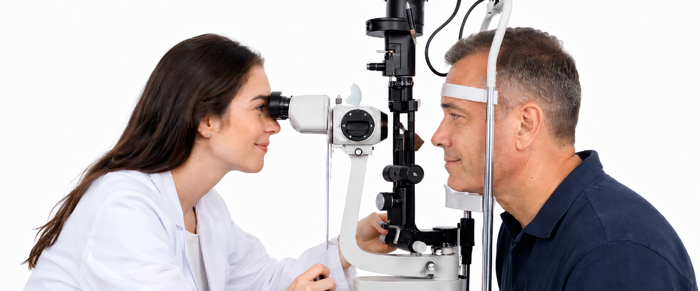Patient receiving a medical eye examination